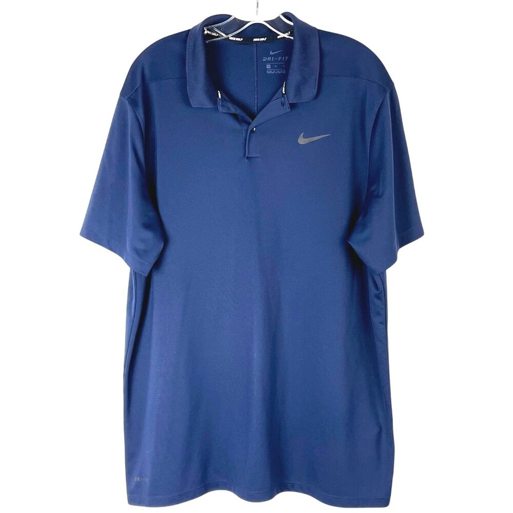 Nike Golf Dri-Fit Blue Polo Shirt XL Polyester Lightweight Performance Wear EUC